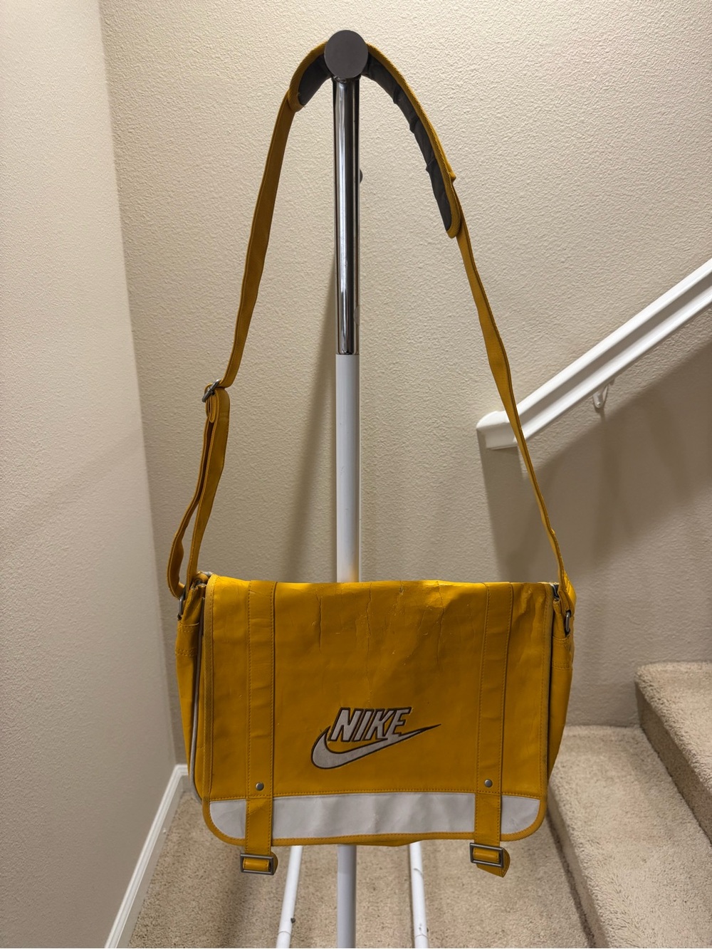 Nike Mustard Yellow Messenger Bag with White Trim